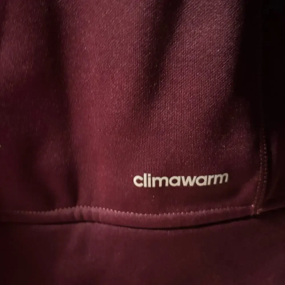 Adidas Men's Zip-Up Burgundy Sweater with hoodie Size 2XL Climawarm